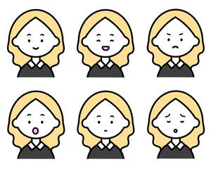 ビジネスで使える女性のアイコンセット　金髪