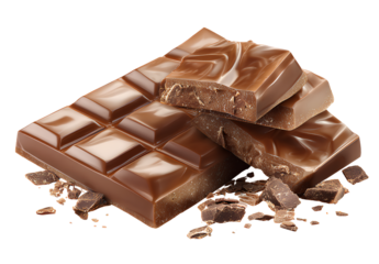 pieces of chocolate isolated on a transparent background, cutout png file with a white background and no shadow around the sidesc.png