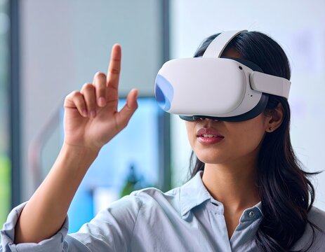 Woman Using Virtual Reality Headset for Athletic Training - Powered by Adobe