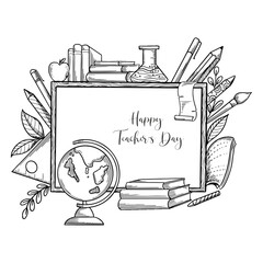 Happy teachers day sketch composition card background