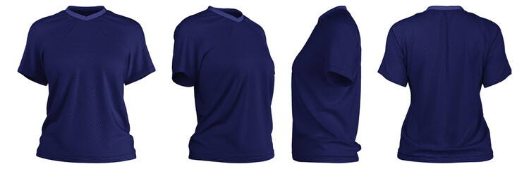 Realistic female short jersey zback design in navy blue color