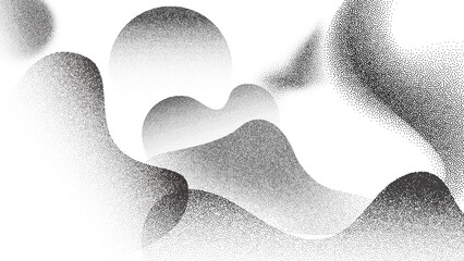 Monochrome stipple gradient in organic flowing pattern of soft grain and particle undulate texture. Abstract ripple form with smooth dissolve and dust fade. Vector illustration - 1