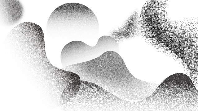 Monochrome stipple gradient in organic flowing pattern of soft grain and particle undulate texture. Abstract ripple form with smooth dissolve and dust fade. Vector illustration - 1