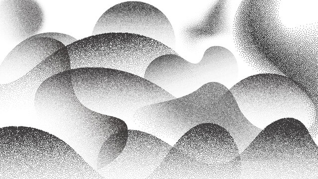 transparent gradient in organic flowing pattern of soft grain and particle undulate texture. Abstract ripple form with smooth dissolve and dust fade. Monochrome stipple Vector illustration  - 1