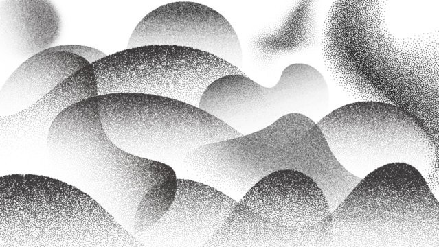 transparent gradient in organic flowing pattern of soft grain and particle undulate texture. Abstract ripple form with smooth dissolve and dust fade. Monochrome stipple Vector illustration  - 1