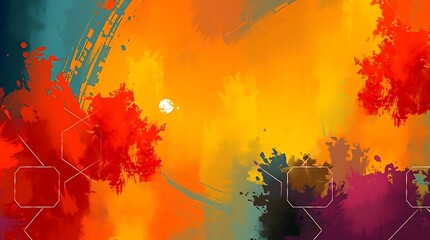 Vibrant Abstract Colorful Brush Stroke and Paint Splash Background with Blue, Red, Orange and Pink Gradient for Modern Art Design