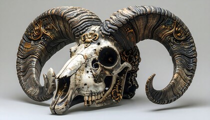 Obraz premium Ornate ram skull sculpture