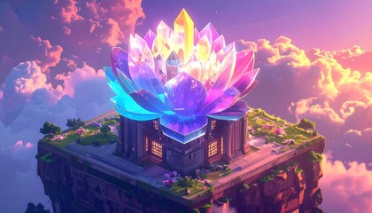 Floating crystal lotus temple