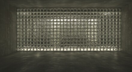 Empty square room with Glass Blocks Crystal surface Wall decoration