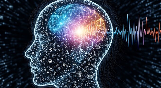 Human brain waves neural network data science concept