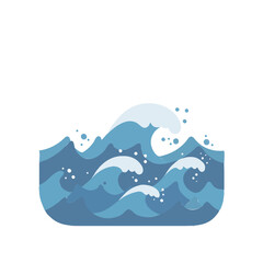Obraz premium Ocean waves vector illustration, sea design, blue water, summer, nature background