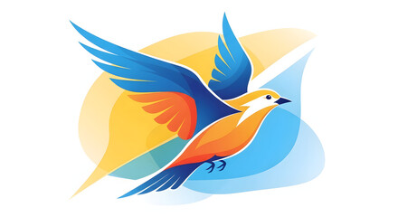 Obraz premium Colorful illustration of a stylized bird in flight against a blurred abstract background
