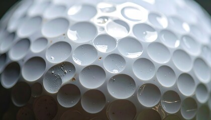 a close-up shot of the dimples on a golf ball, slowly rotating it with a spotlight to bring out detail and texture in focus