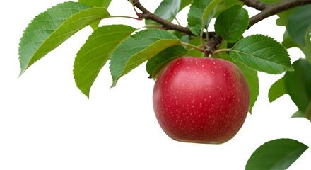 red apple with leaf