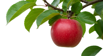 red apple with leaf