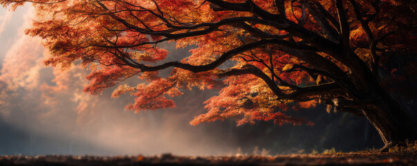 Captivating autumn in japan maple trees embracing summer warmth nature scene serene environment landscape view
