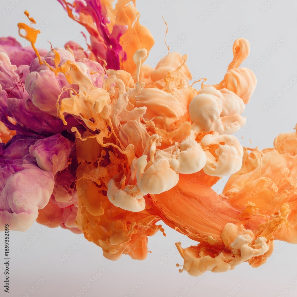 Poster dynamic explosion of colorful paint swirls artful abstract background for creative design and artist