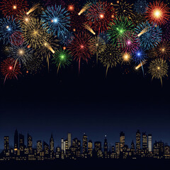 Fototapeta premium new_year_fireworks_copyspace_background