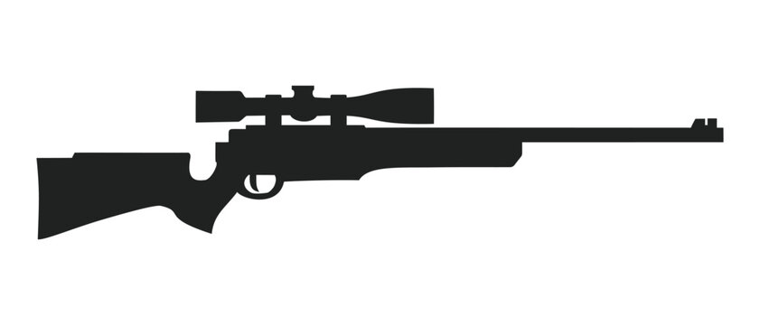 A sniper rifle silhouette with a scope, a simple and powerful vector illustration for military, hunting, or target sports concepts