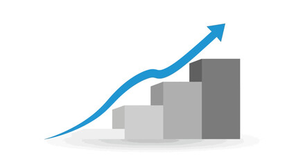 Business growth concept with an upward arrow and bar chart.