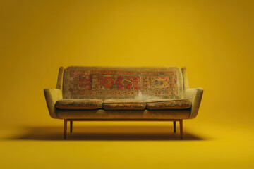 old couch that remembers who has sat upon it adorned with distinct impressions from various outfits
