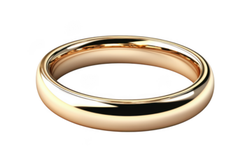 Elegant gold wedding band ring jewelry, simple plain design, minimalist style, fashion accessory isolated on transparent background
