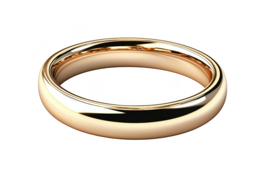 Elegant gold wedding band ring jewelry, simple plain design, minimalist style, fashion accessory isolated on transparent background
