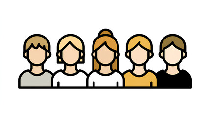 Fototapeta premium People flat icon. Simple team profile illustrations. Line icon and filled icon. Group profile signs Stock Illustration