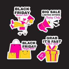 Label Design for Black Friday Sale Event Hand Drawn Templates Background Illustration