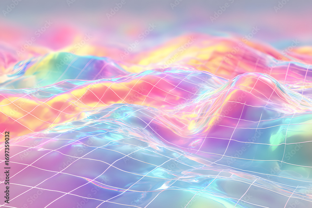 Poster abstract modern pastel colored holographic backgroun in 80s style. synthwave. aporwave style. retrow
