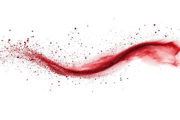Dynamic red paint splash wave with particles, abstract fluid art, blood flowing effect, liquid motion, design element, graphic resource, isolated on transparent background