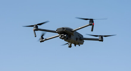 Drone in Clear Blue Sky Technology Modern Aerial Photography Drone