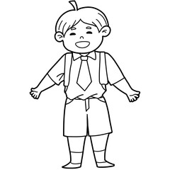 Coloring School Boy Open Arms Illustration