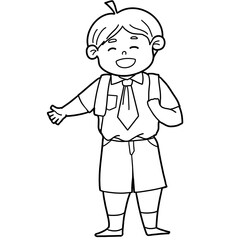 Coloring School Boy Smiling Illustration