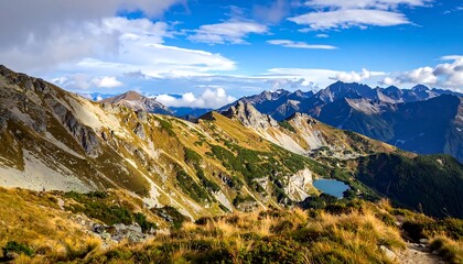 Mountain panorama with alpine lake