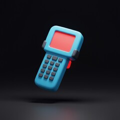 3D render of a handheld barcode scanner. A modern icon for warehouse inventory management, logistics, and supply chain tracking technology.