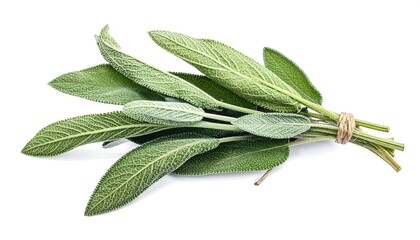 Fresh sage leaves tied together