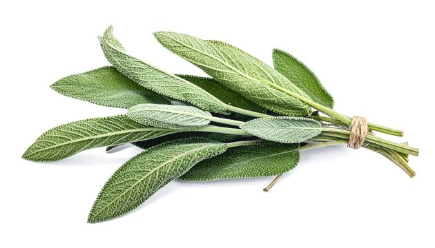 Fresh sage leaves tied together