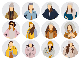 Profile collection of people in autumn fashion