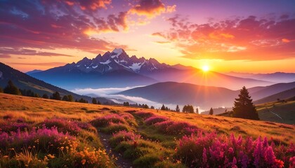 Majestic mountain sunrise