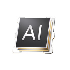 Digital Art Depiction of Futuristic AI Chip Featuring Transparent Background for Technology Graphics