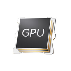 3D rendering of a GPU chip with transparent background for technology and hardware design concepts