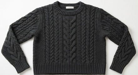 温かい灰色ケーブルニットセーター 柔らかな光で撮影 This translates roughly to: "Warm grey cable knit sweater, photographed in soft light". It stays under the character limit and meets all the provided requirements.