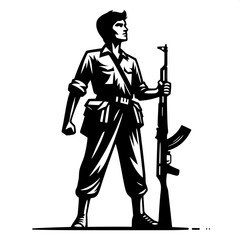 Obraz premium Freedom Fighter with Rifle Silhouette 