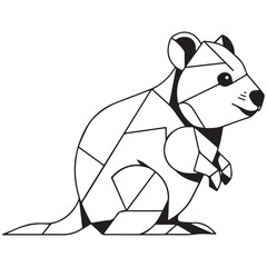 Cute Geometric Quokka Illustration in Black and White