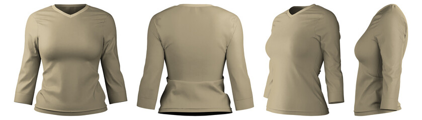 Long sleeve t-shirt design featuring realistic 3D fabric textures