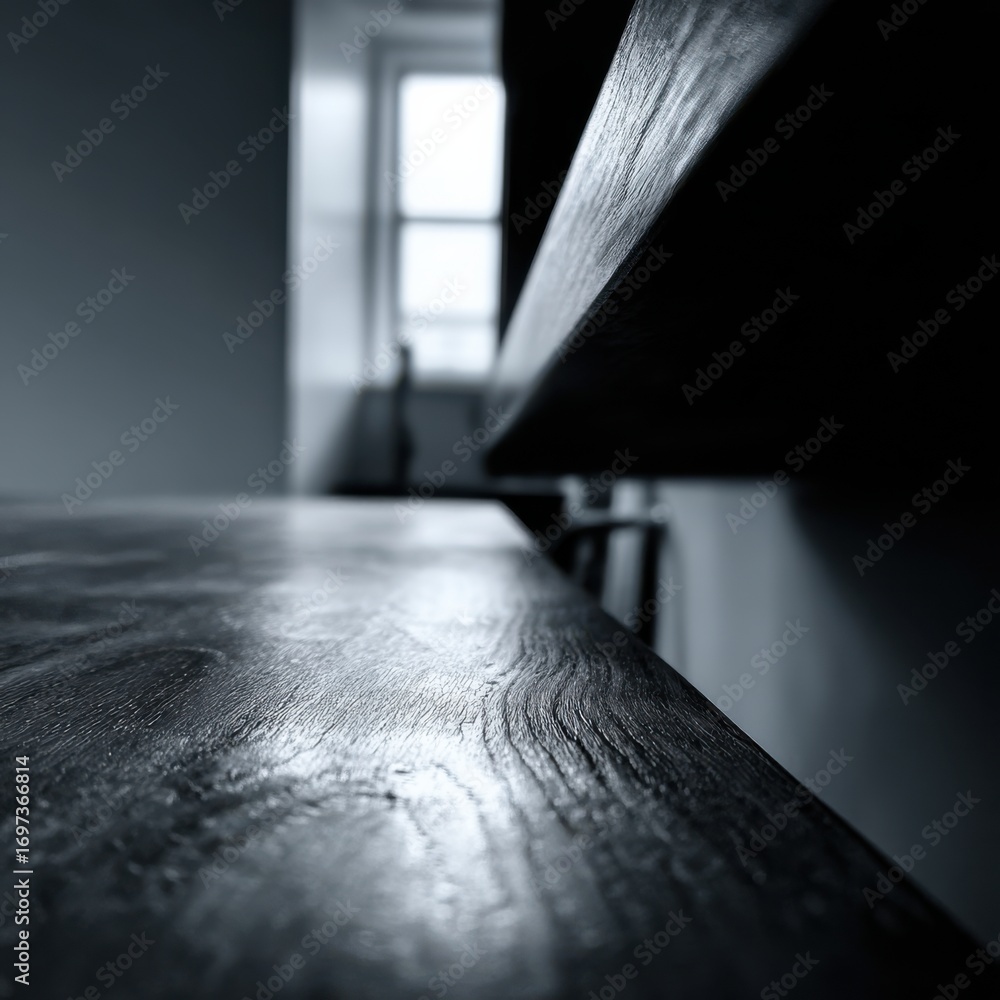 Aufkleber captivating close-up of textured wooden surface with soft natural light filtering through a window i