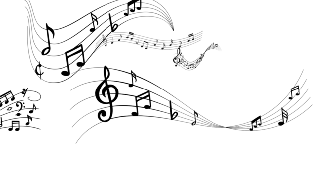 transpare Staff treble clef notes musician concept vector iso. Musical note. gradient in organic flowing pattern of soft grain and particle undulate texture. Abstract ripple form with smooth dissolve 