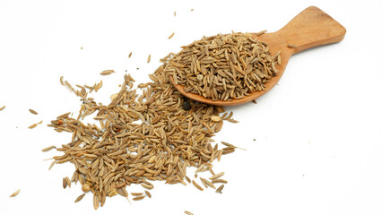 dried caraway seeds isolated on white