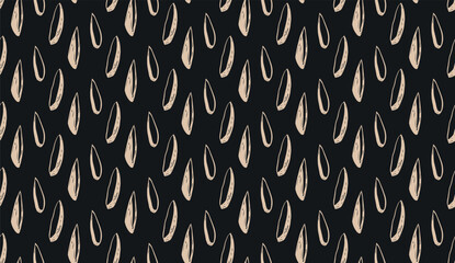 Seamless vector pattern with beige drops on black background abstract and minimal design projects